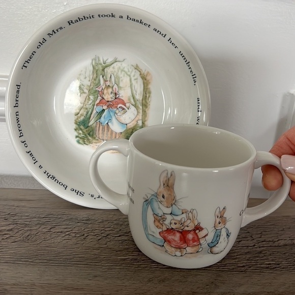 Easter Vintage Peter Rabbit Wedgwood 1883-1993 Cup and Bowl set. Made in England - Picture 1 of 16